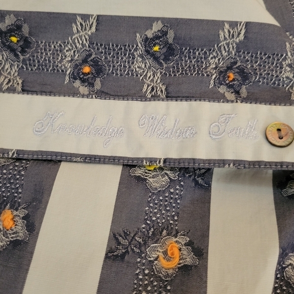 Robert Graham Men 3XL Flip Cuff Button Up Long Sleeve Shirt Stripes Roses Pearl - Picture 7 of 14